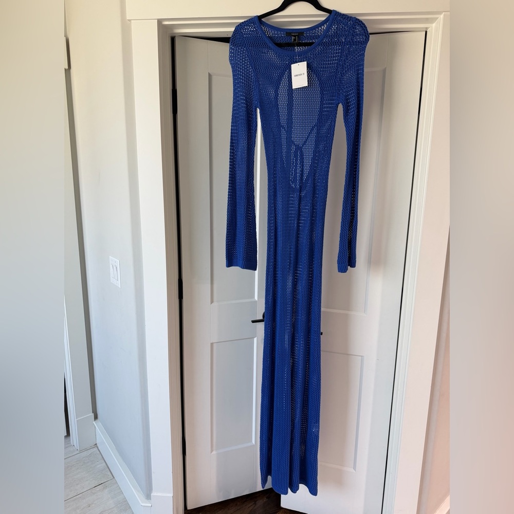 Forever 21 Royal Blue Open-Knit Maxi Dress